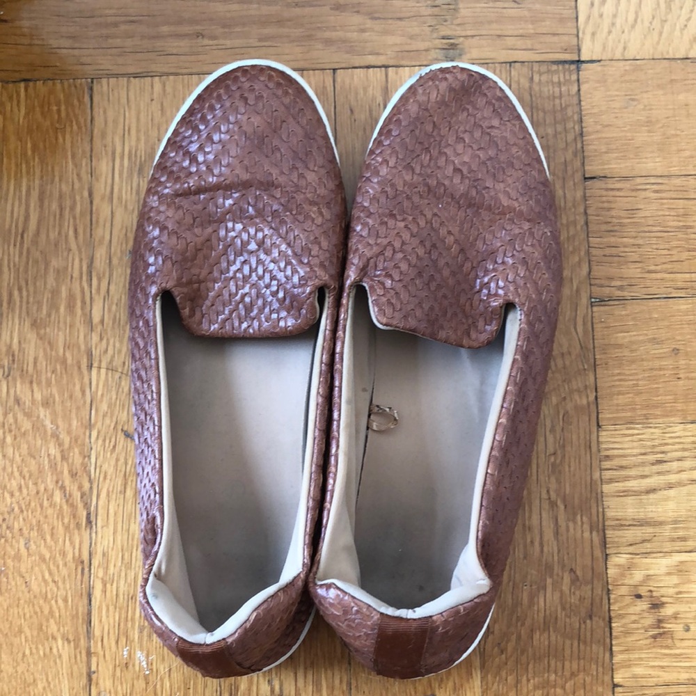 Tan slip on shoes